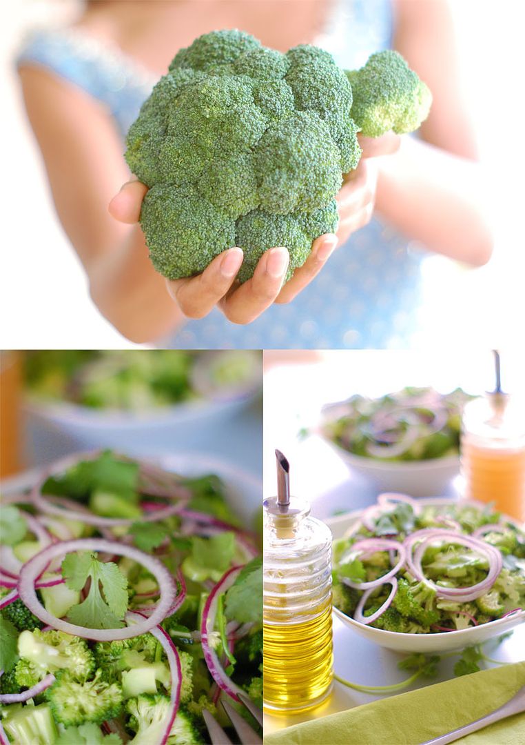 The Global Girl shares her raw vegan diet essentials: raw marinated broccoli salad recipe with cilantro and red onion