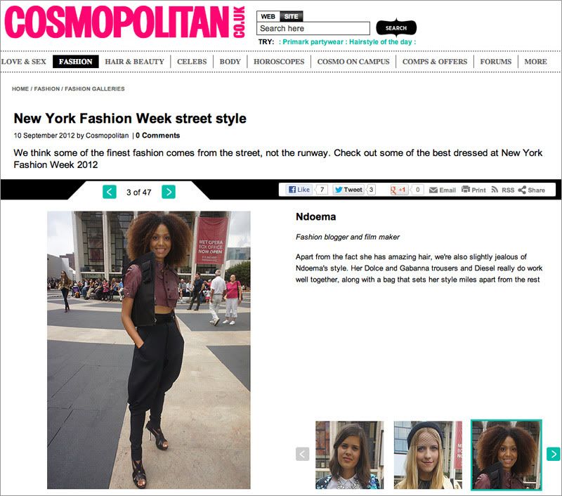 Press: Ndoema makes the New York Fashion Week Best-Dressed list in Cosmopolitan UK