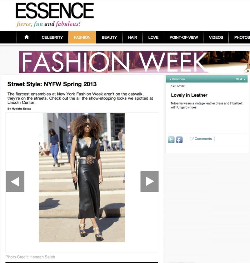 Ndoema The Global Girl featured in Essence Magazine arriving at the Lincoln Center during New York Fashion Week. 