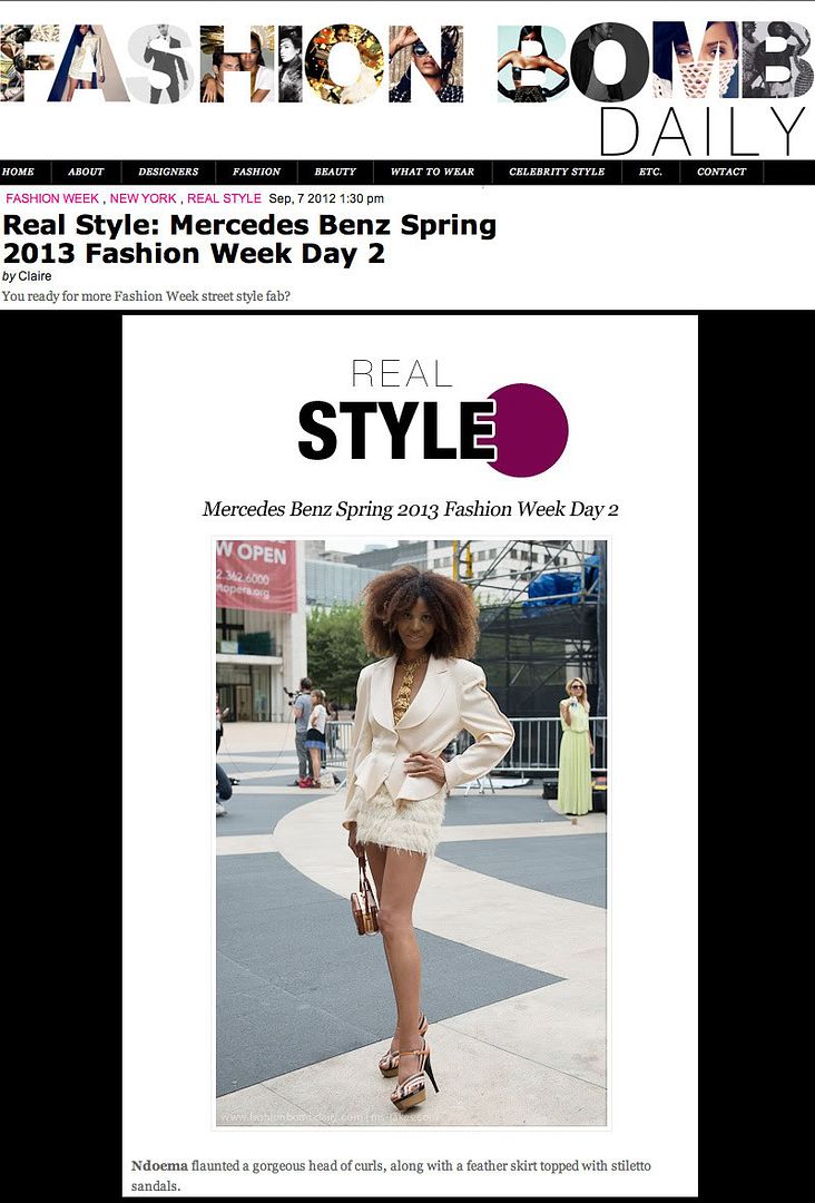 Ndoema The Global Girl featured in Fashion Bomb Daily arriving at Lincoln Plaza during New York Fashion Week