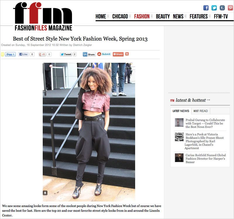 Ndoema The Global Girl featured in Fashion Files Magazine during New York Fashion Week.