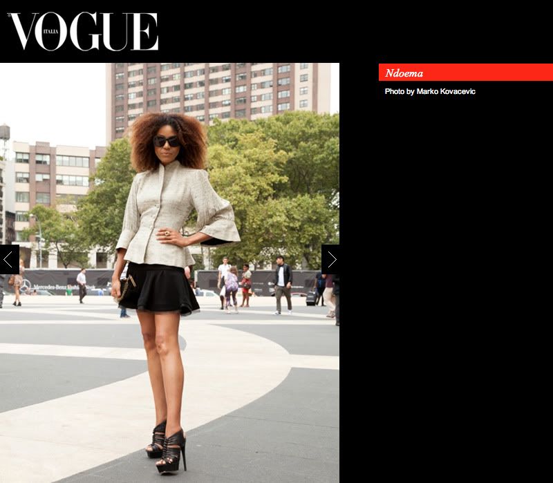 Press: Ndoema The Global Girl featured in Vogue Italia as she arrives at the Lincoln Center during New York Fashion Week
