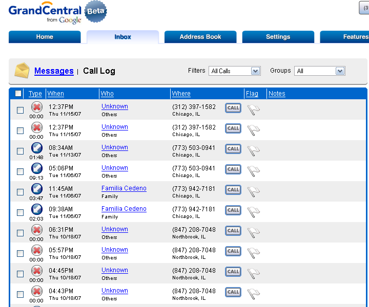 Google Gran Central Control Panel