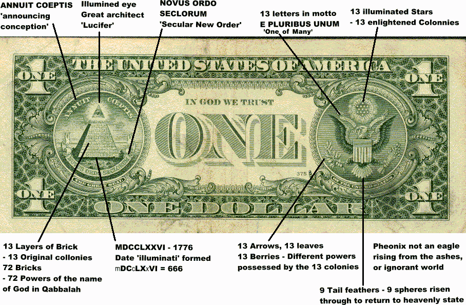 1 dollar bill spider. illuminati dollar bill owl.