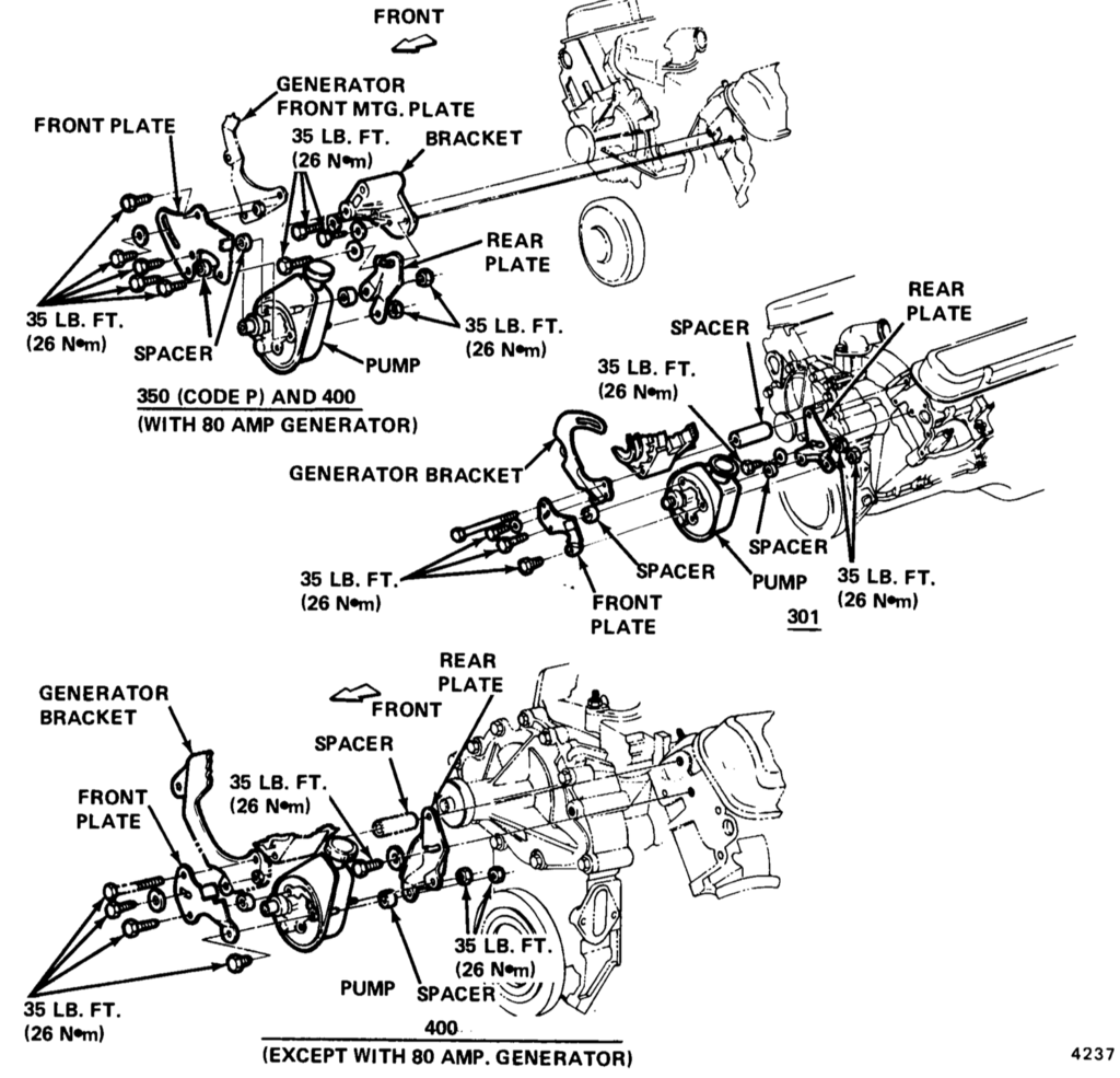 Pontiac 400 Power Steering And Alternator Bracketry