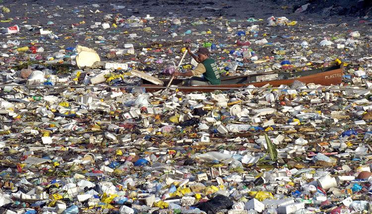 garbage island. this plastic trash island