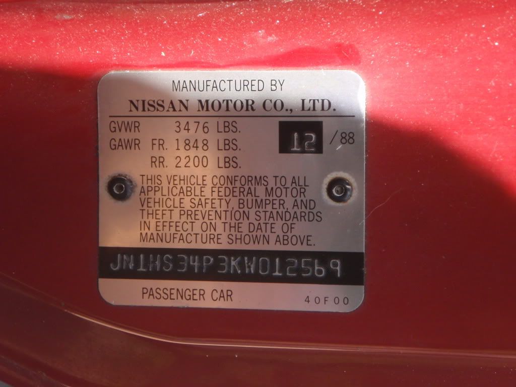 Nissan 350z vin number location #9