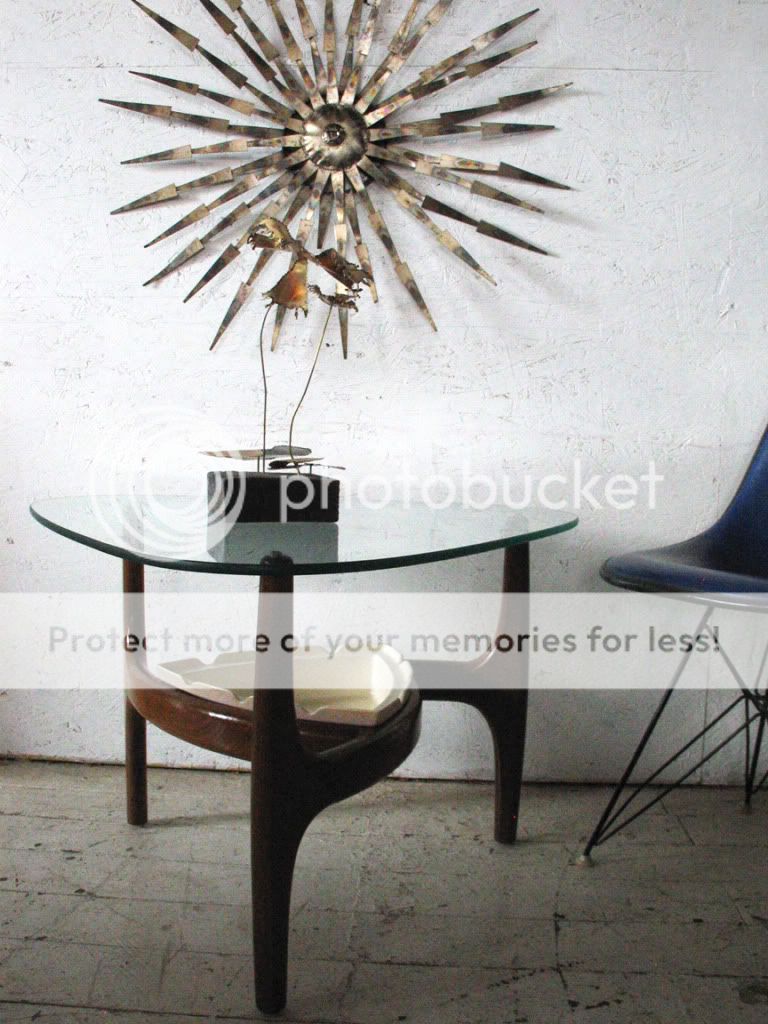 Danish Modern Teak Glass Sculptural Coffee Table Side Table   Pearsall 